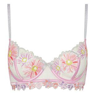 New! For Love & Lemons Aster Embroidery Underwired Bra Pink Purple 10064